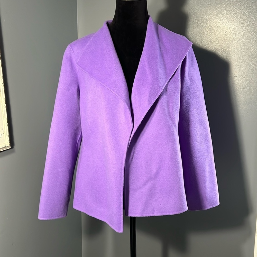 Talbots Double Face Wool Purple Coat Jacket Petite Large (S678) Nwt